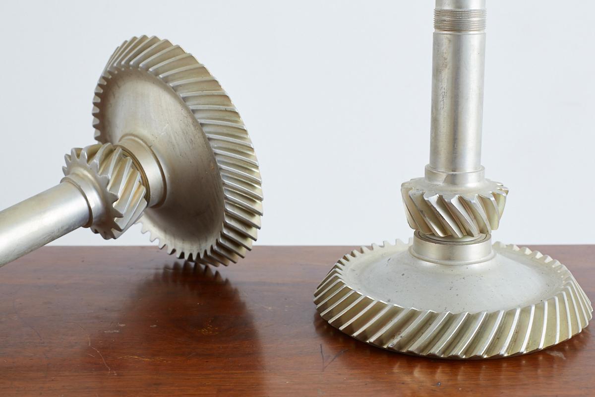Pair of Industrial Machine Age Gear Table Lamps For Sale 5