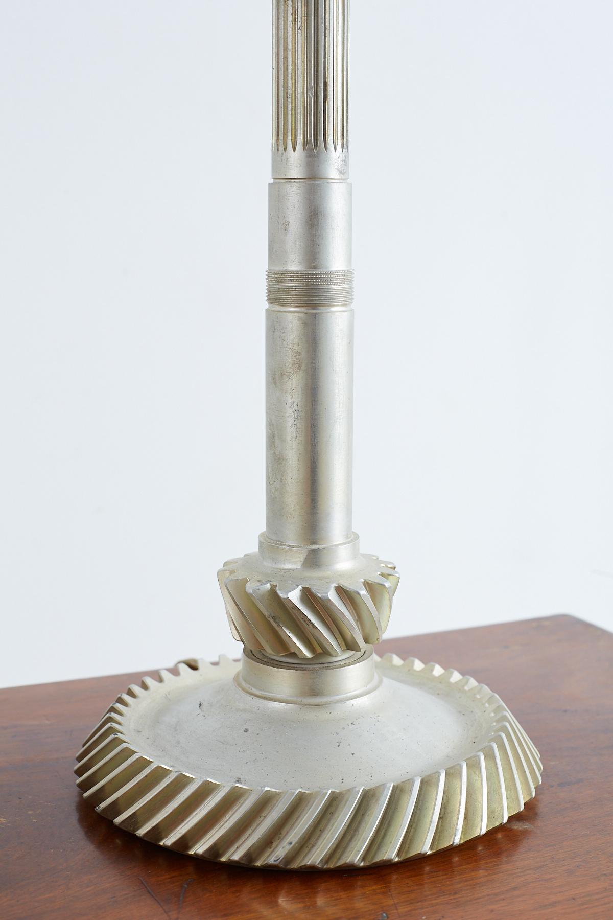 Steel Pair of Industrial Machine Age Gear Table Lamps For Sale