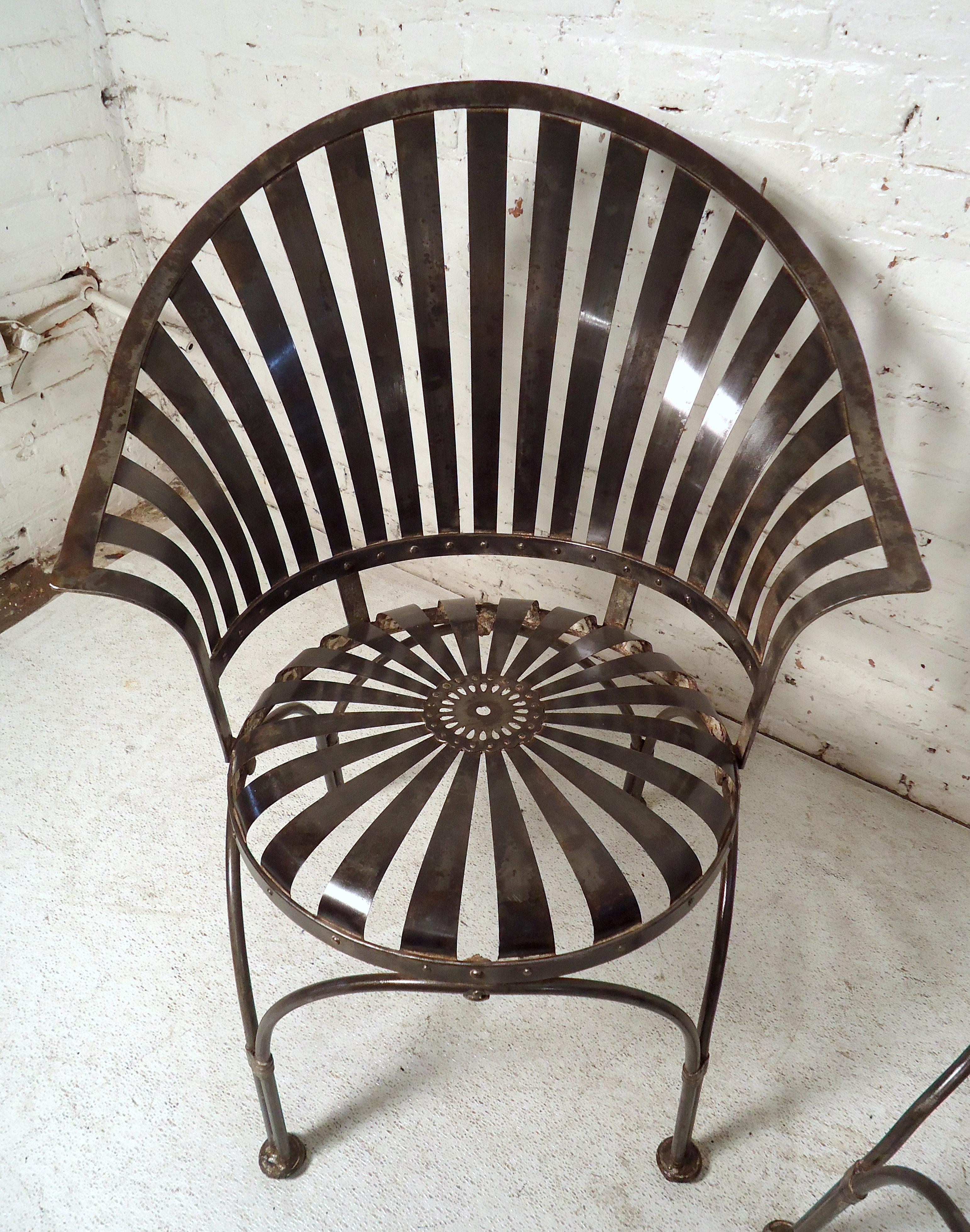 Mid-20th Century Pair of Industrial Metal Chairs 