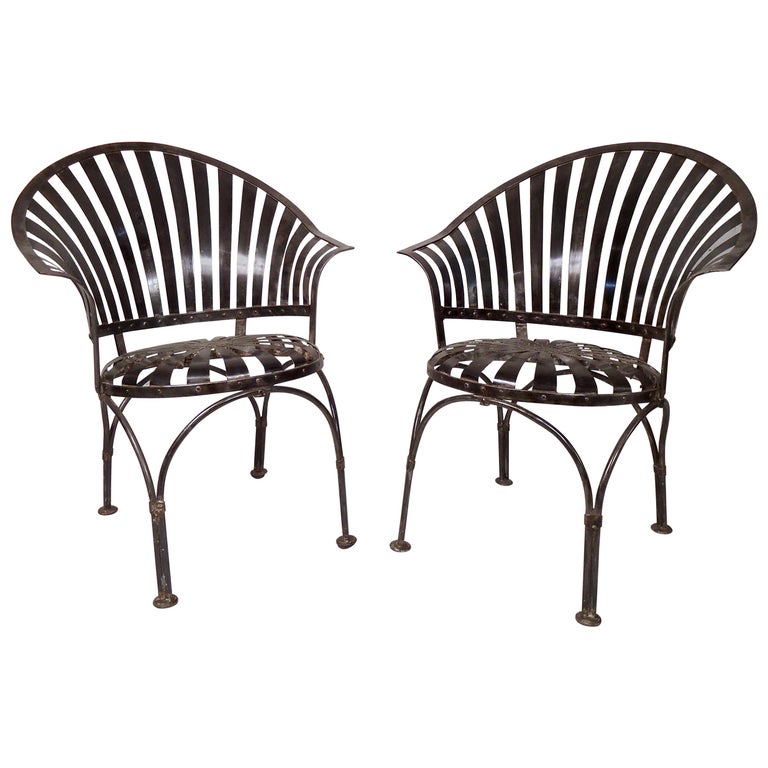 Pair of Industrial Metal Chairs For Sale at 1stDibs