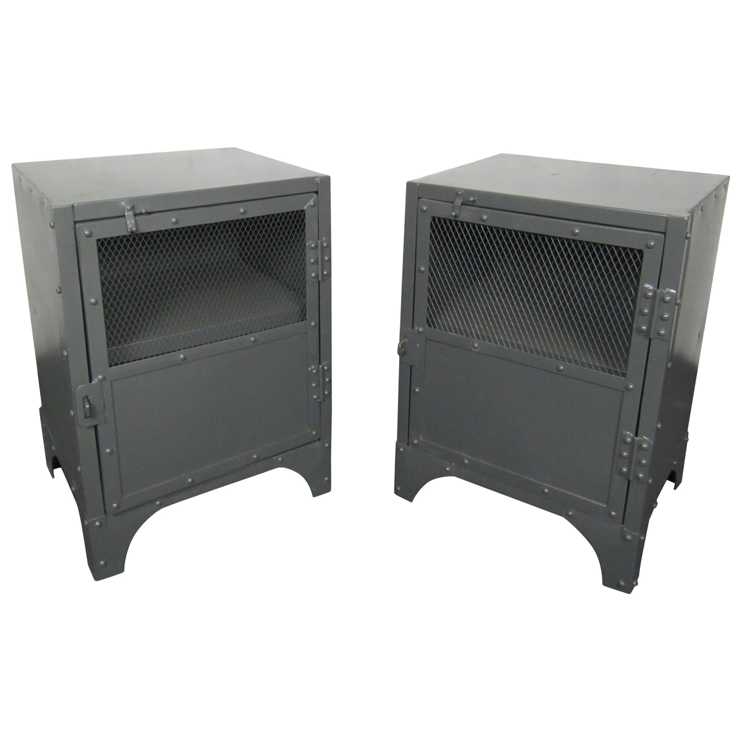 Pair of Industrial Metal Side Tables