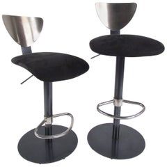 Used Pair of Industrial Modern Swivel Bar or Counter Stools