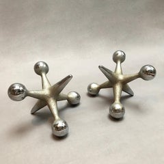 Pair of Industrial Nickel-Plated Cast Iron Jacks