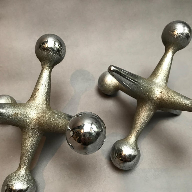 Pair of Industrial NickelPlated Cast Iron Jacks at 1stDibs