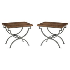 Pair of Industrial Parquetry Side Tables