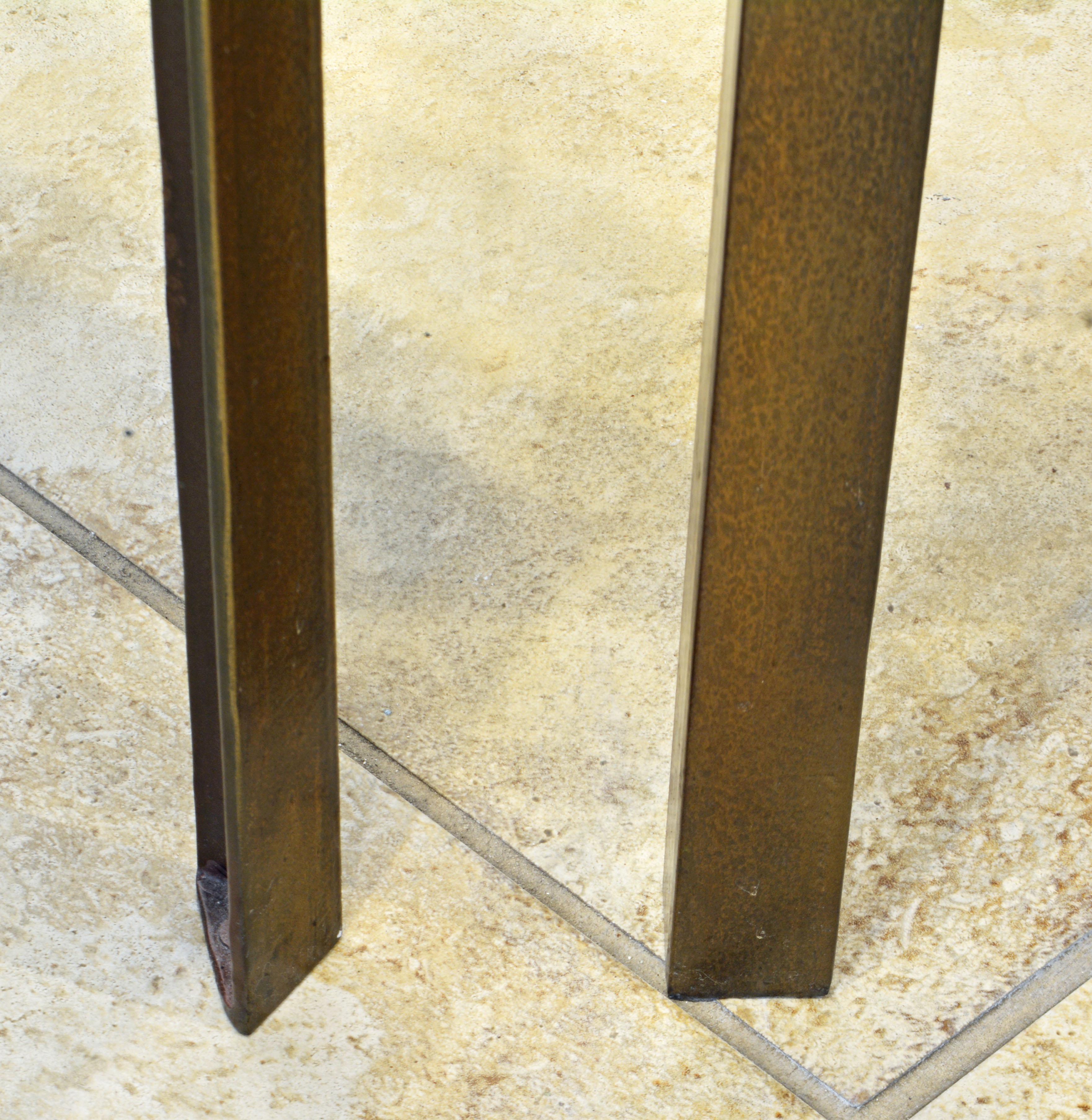 20th Century Pair of Industrial Parsons Style Lacquered Steel Minimalist End Tables 20th C