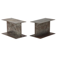 Pareja de Mesas auxiliares / de centro de acero industrial.