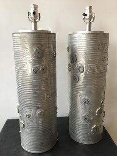 Pair of Industrial Steel Wallpaper Roll Lamps