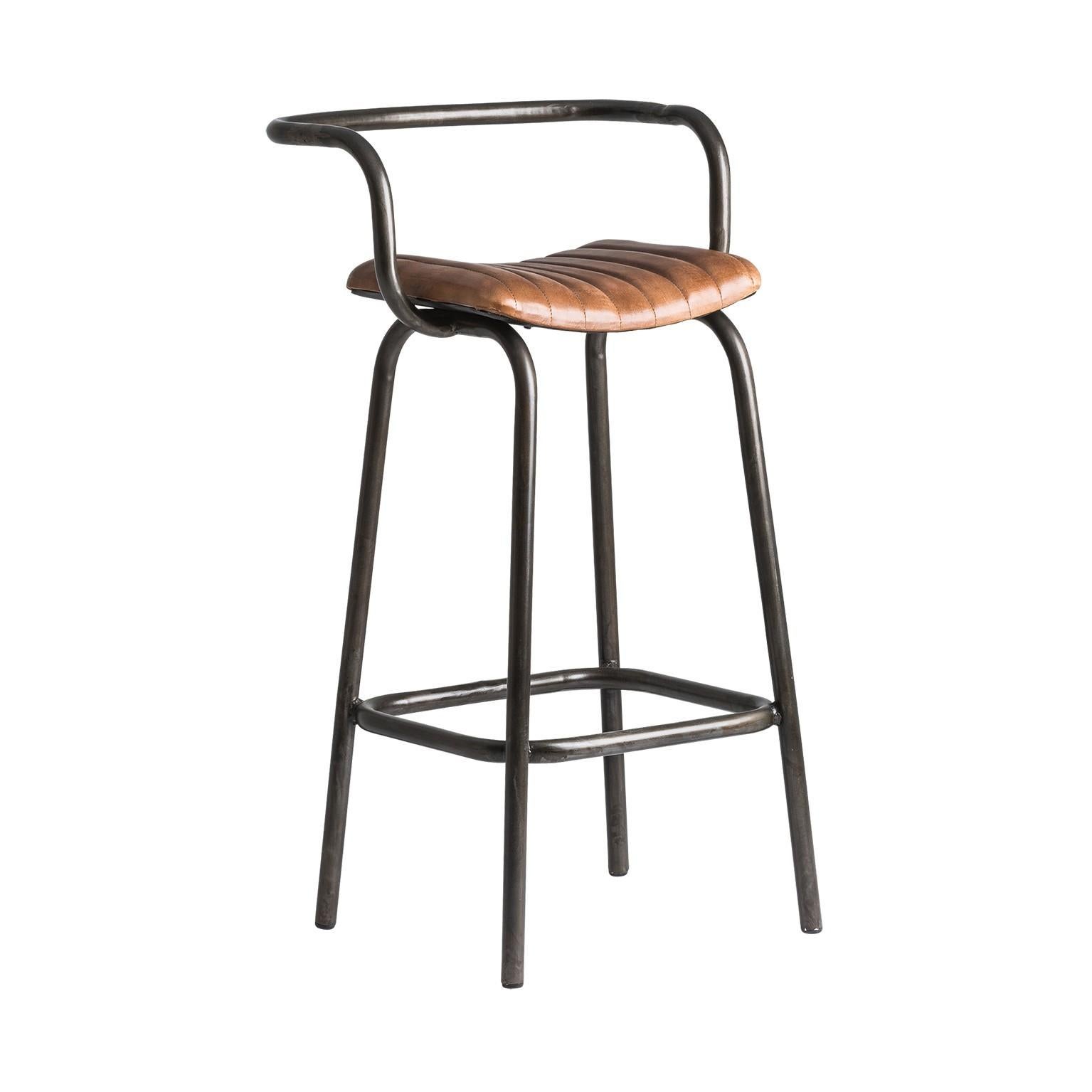 cognac leather stool