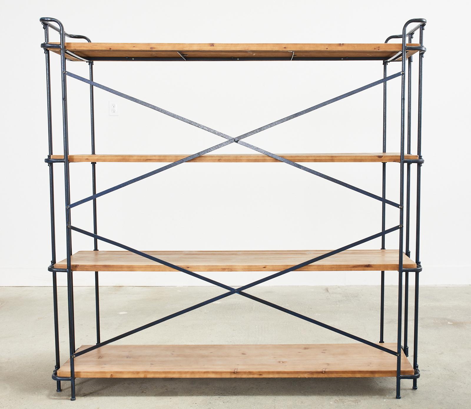 Pair of Industrial Style Four Shelf Bookcase Etageres 2