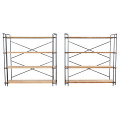 Pair of Industrial Style Four Shelf Bookcase Etageres