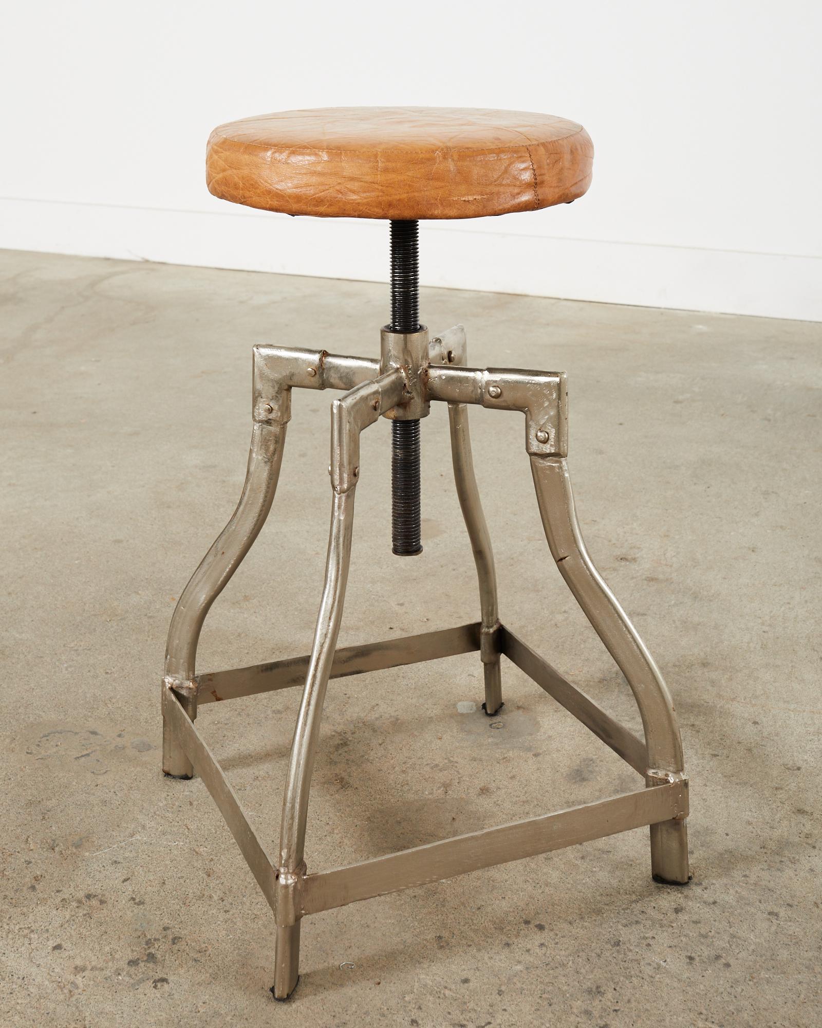Pair of Industrial Style Polished Steel Machinists Stools 7