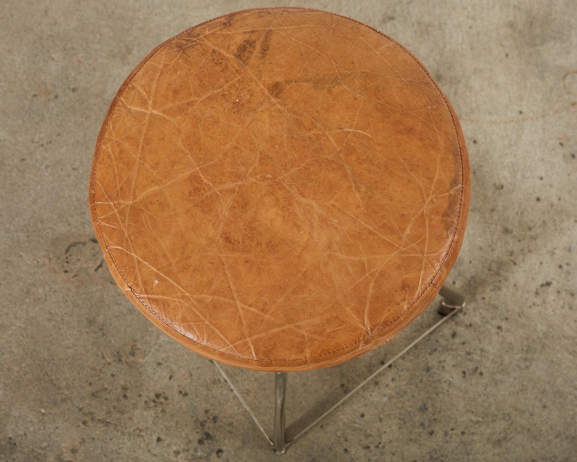 Pair of Industrial Style Polished Steel Machinists Stools 8