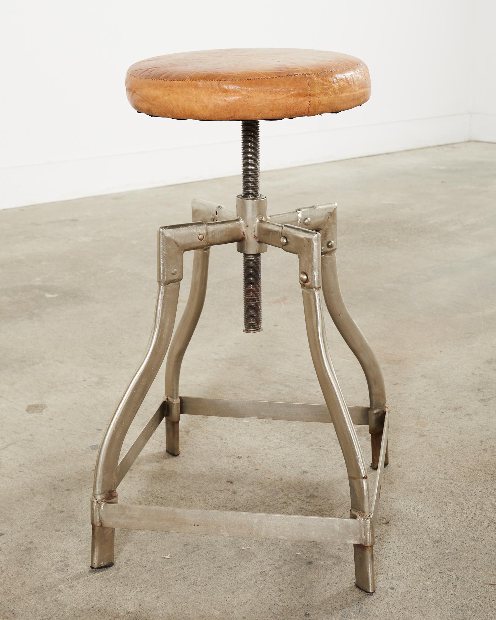 Pair of Industrial Style Polished Steel Machinists Stools 9