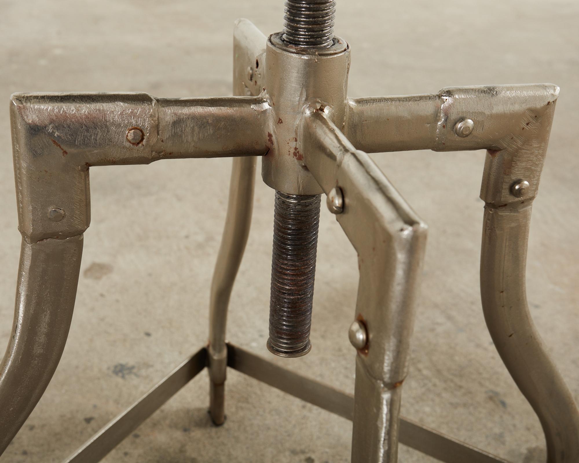 Pair of Industrial Style Polished Steel Machinists Stools 12