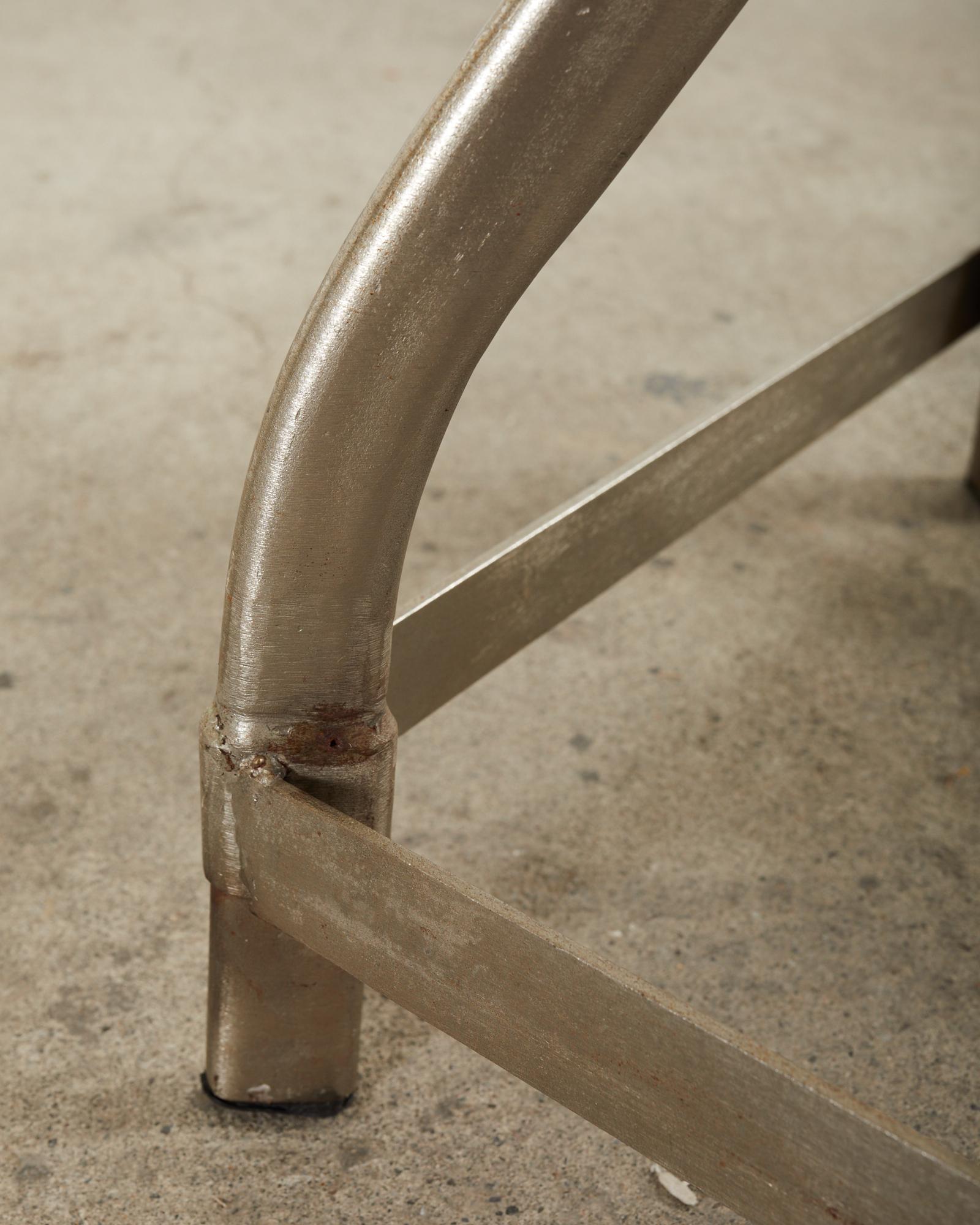 Pair of Industrial Style Polished Steel Machinists Stools 13