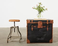 Pair of Industrial Style Polished Steel Machinists Stools