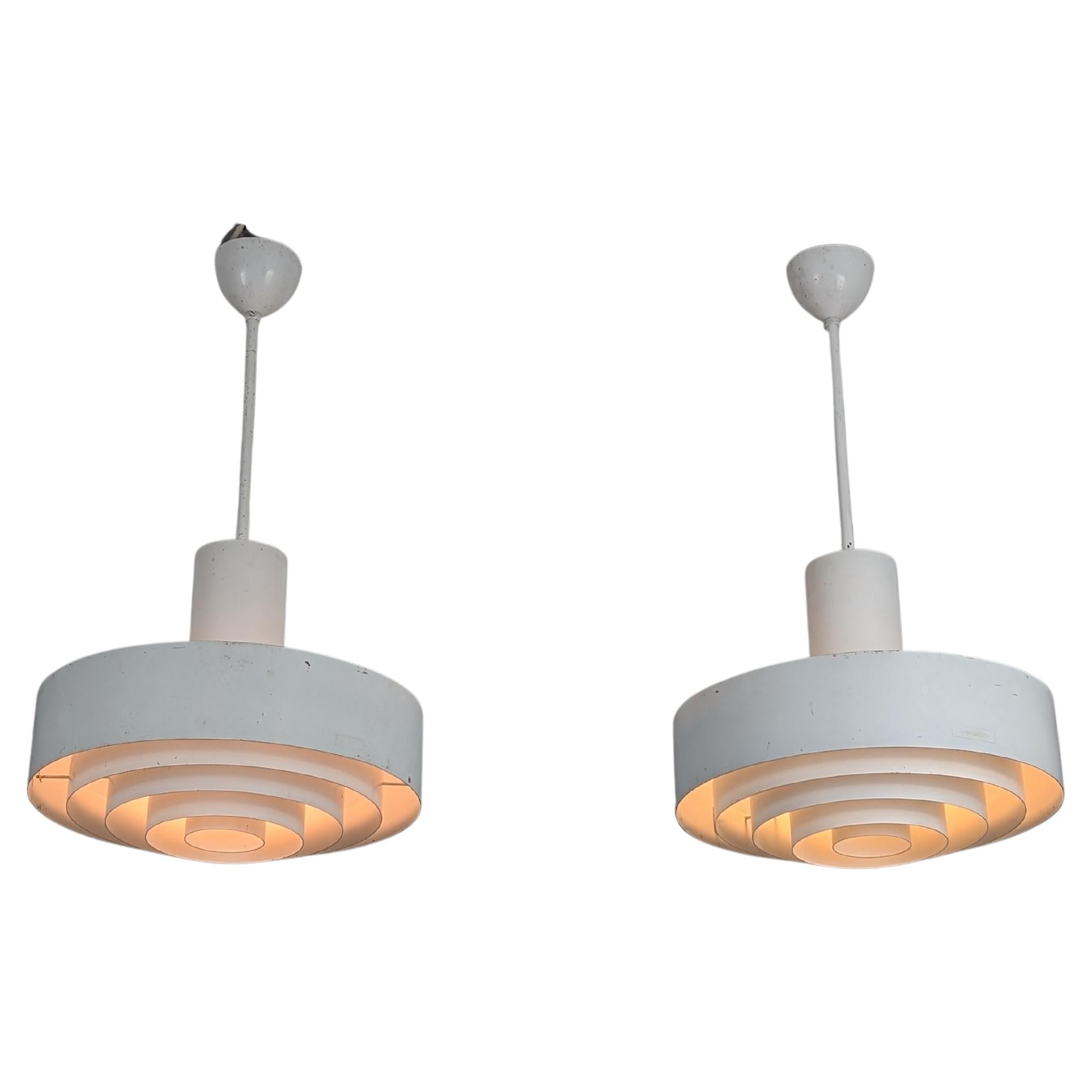 Pair of Industrial Style Slated Pendants Model AA 83, Itsu 1950s For Sale