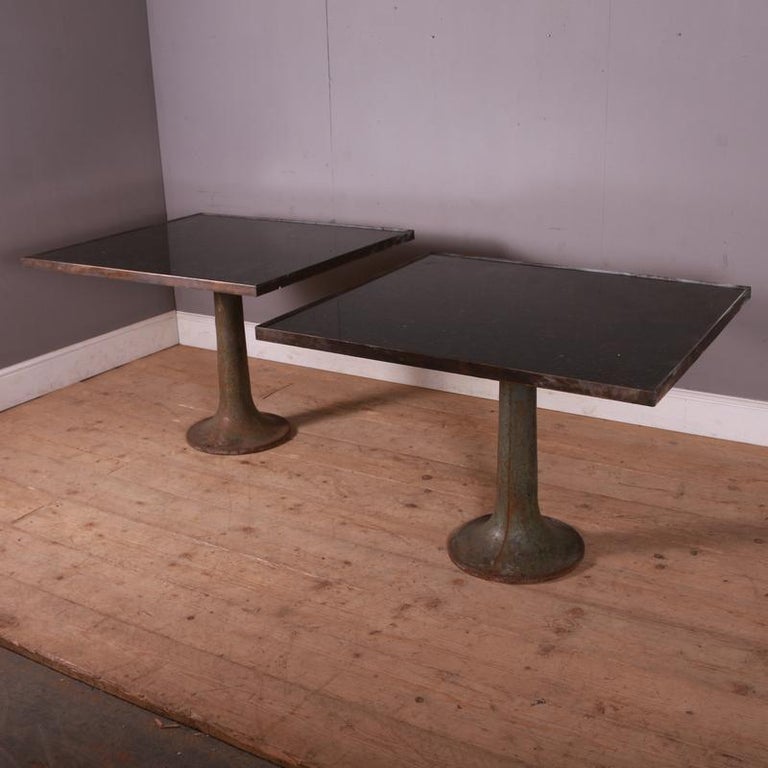 Pair of Industrial Table with Granite Top For Sale at 1stDibs