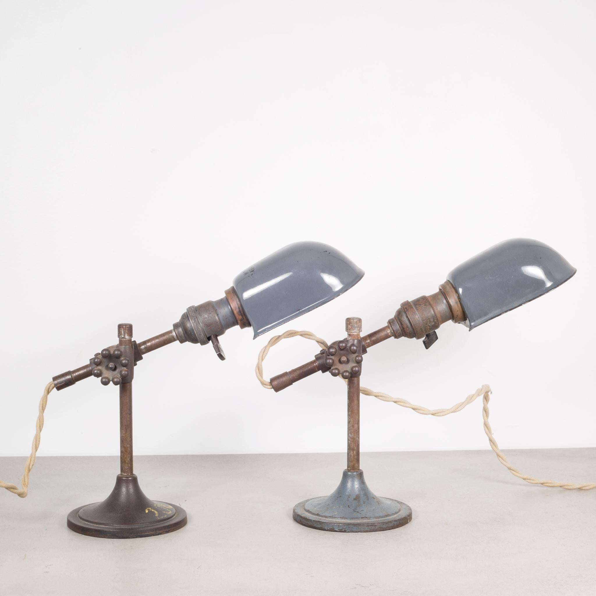 20th Century  Industrial Task Lamp with Porcelain Shade, circa 1930