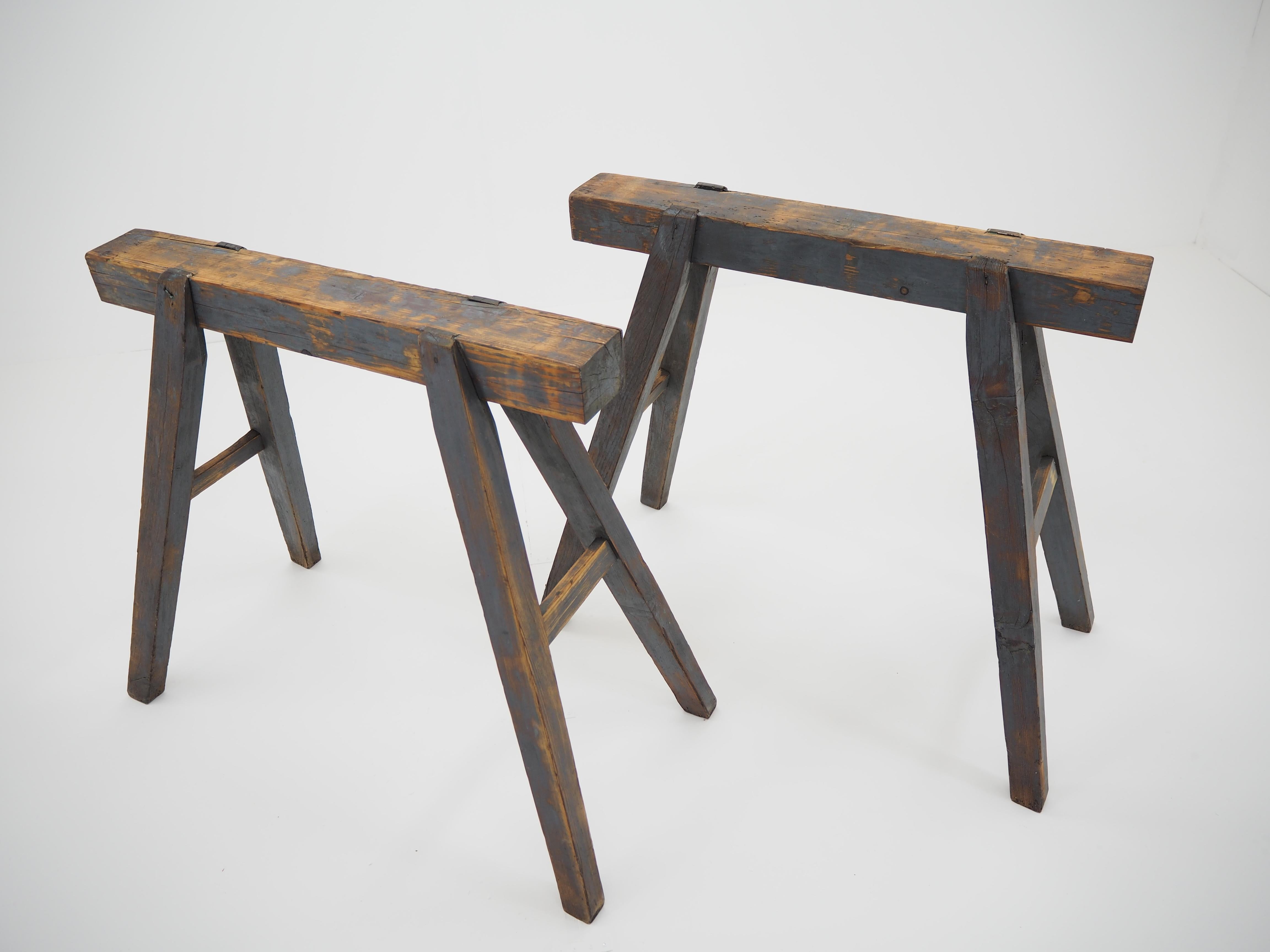 Pair of Industrial Trestle Table Bases, Early 20th Century 8