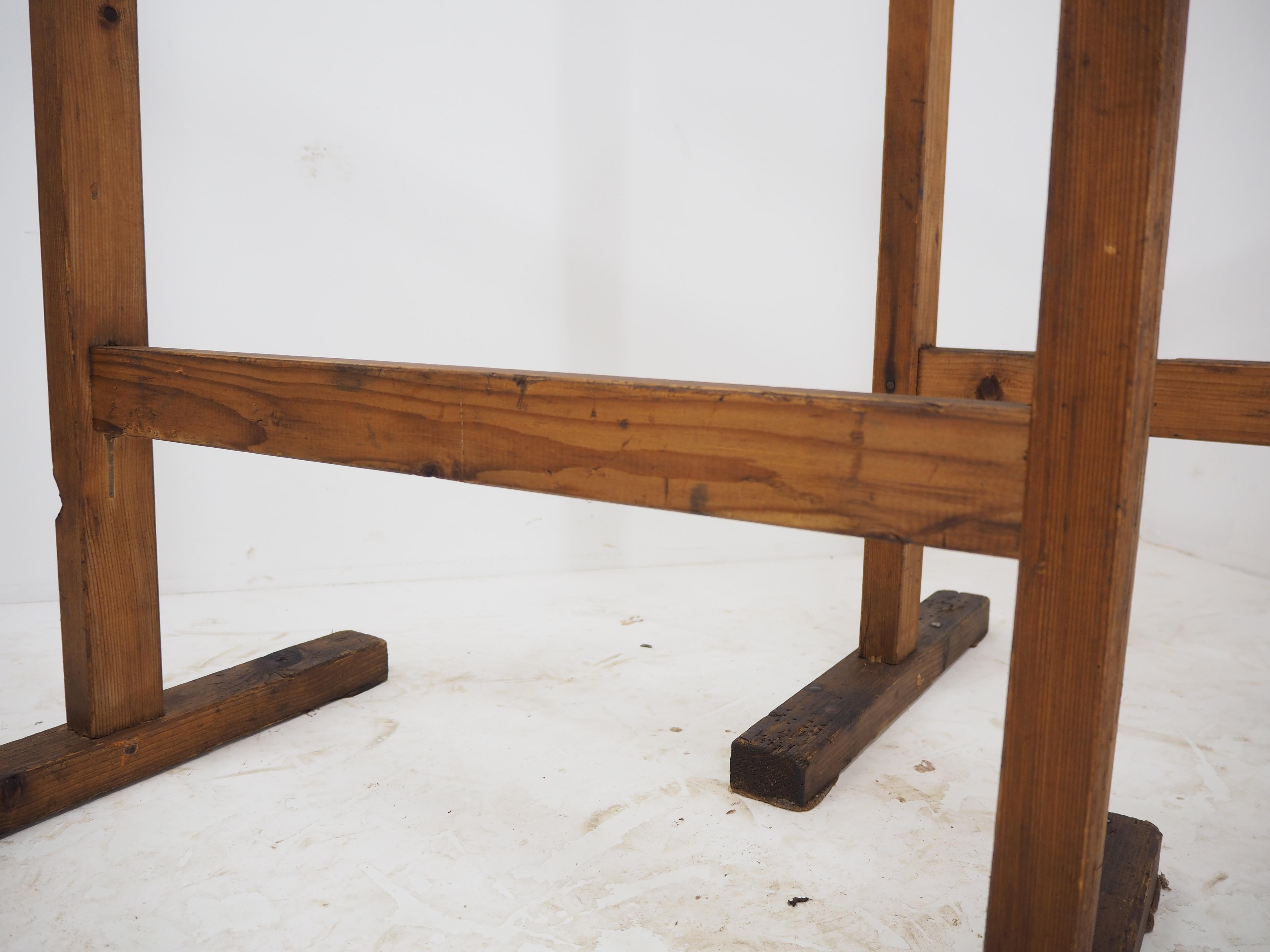 Pair of Industrial Wood Trestle Table Bases, Early 20th Century For Sale 10