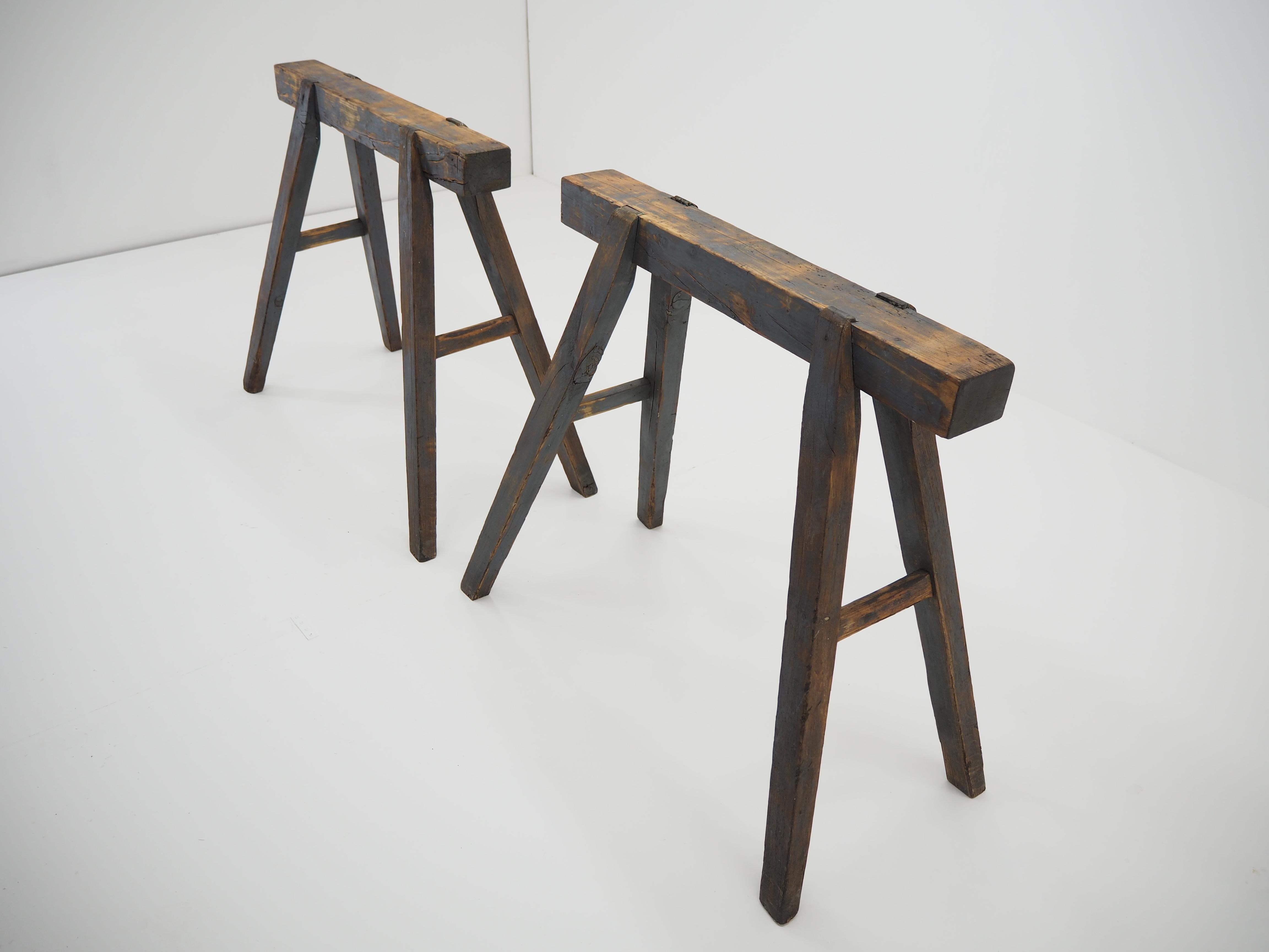 Pair of Industrial Trestle Table Bases, Early 20th Century 10
