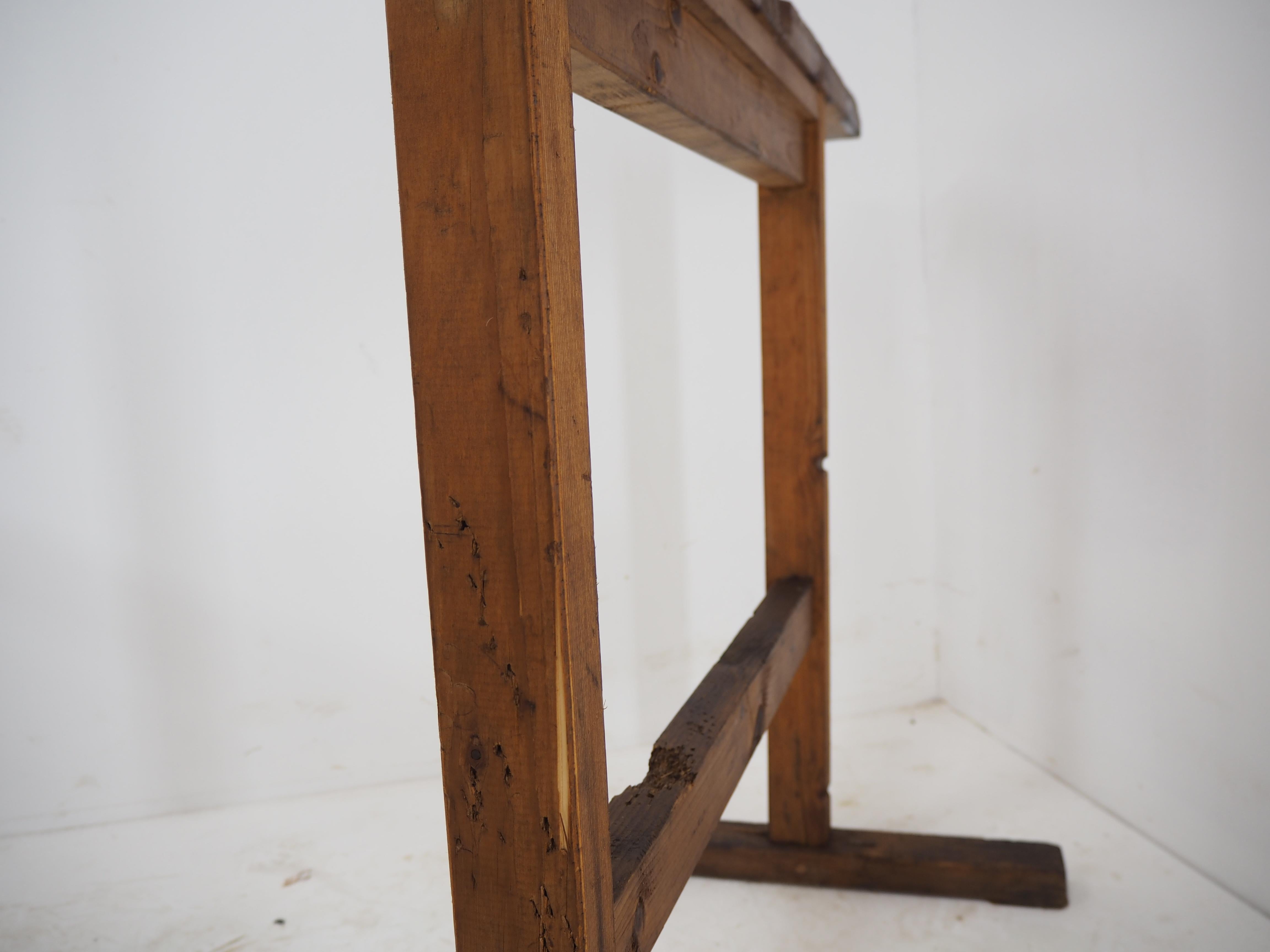 Paire de socles de table industrielle à tréteaux en Wood, début du 20e siècle en vente 8