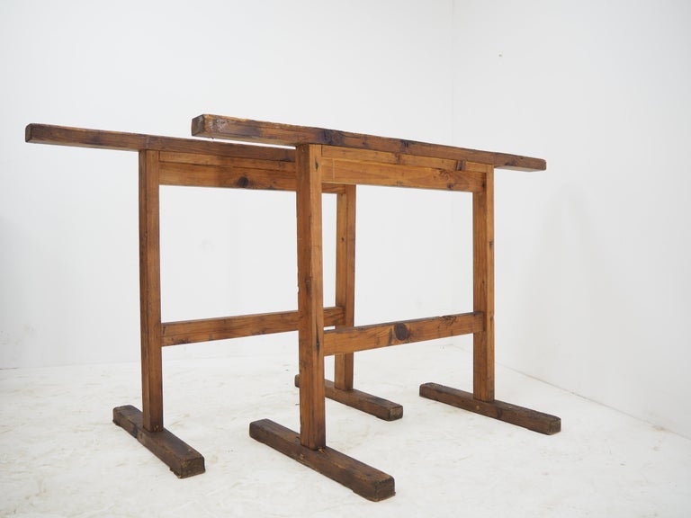 Pair of Industrial Trestle Table Bases, Early 20th Century For Sale at