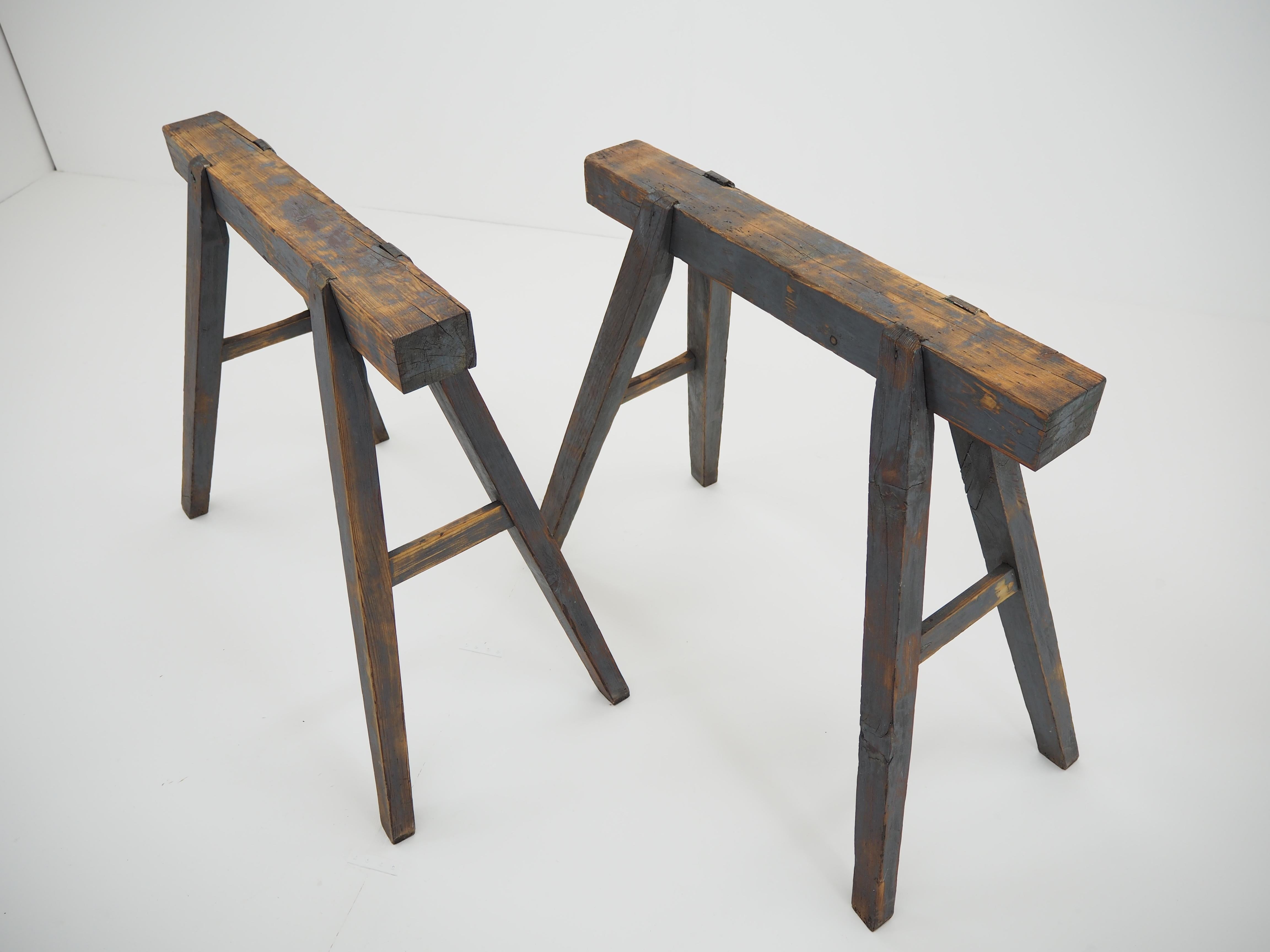 Pair of Industrial Trestle Table Bases, Early 20th Century 4