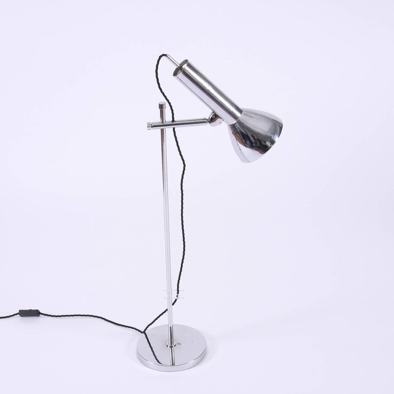 Pair of Industrial Vintage 1960s Silver Chrome Desk Lamps at 1stDibs