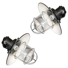 Antique Pair of Industrial Wall Lights, 1920