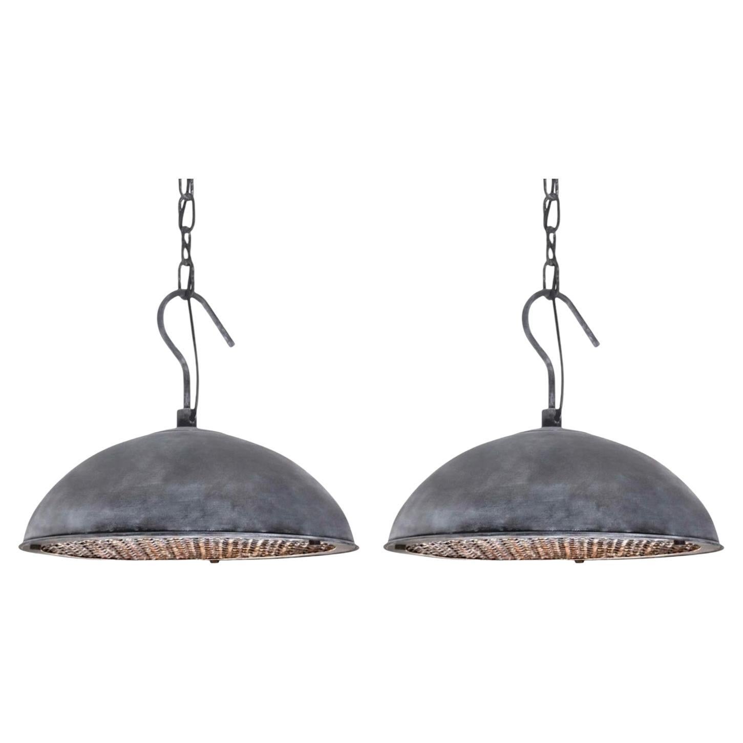 Pair of Industrial Warehouse Light Pendants For Sale
