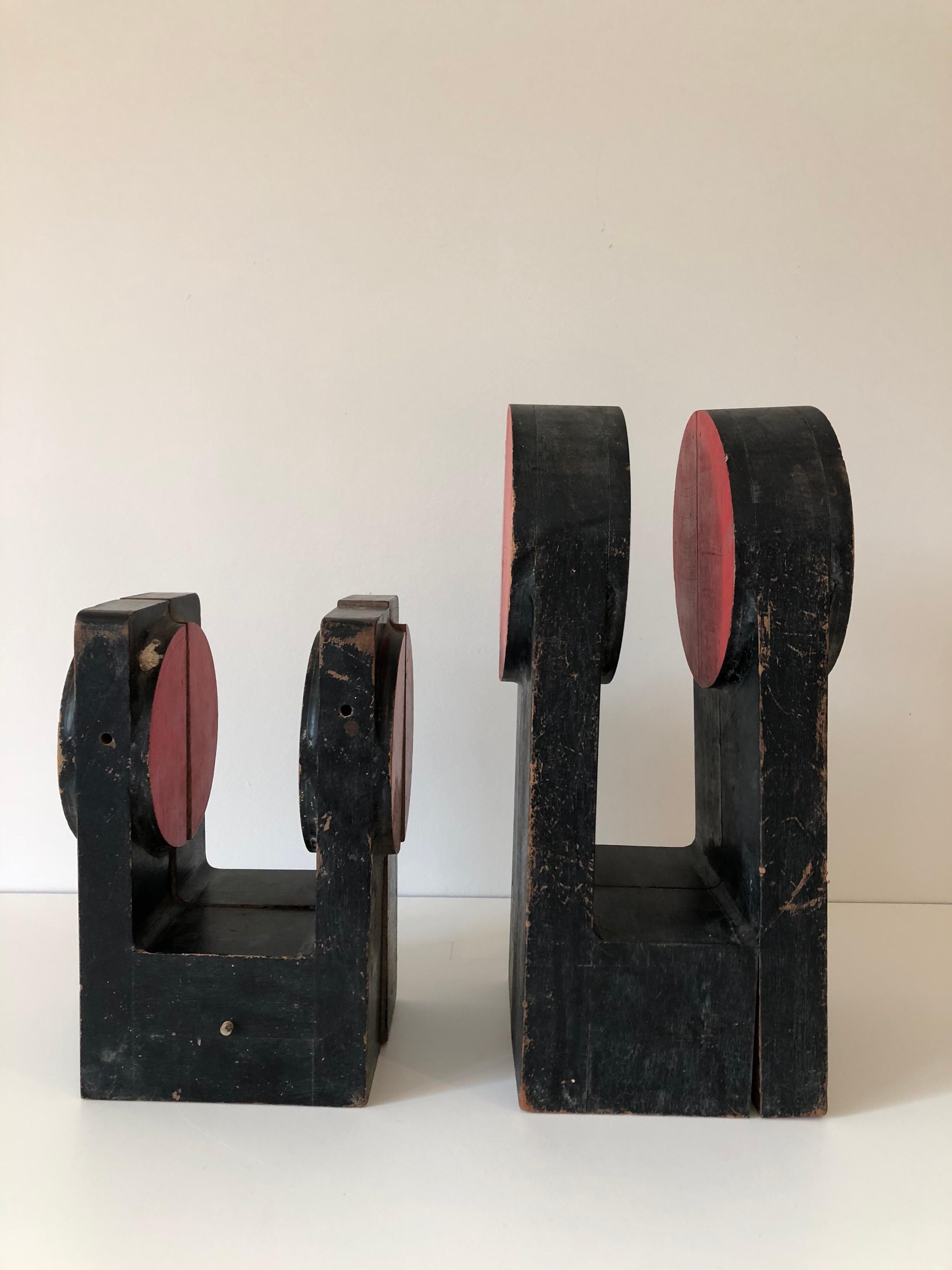 Pair of Industrial Wood Sculptures In Good Condition In Stockton, NJ