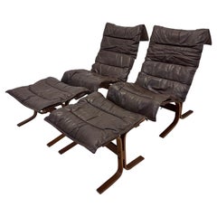 Pair of Ingmar Relling for Westnofa High Back “Siesta” Lounge Chairs With Footre