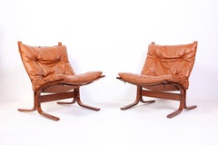 Pair of Ingmar Relling "Siesta" Tan Leather Chairs by Westnofa