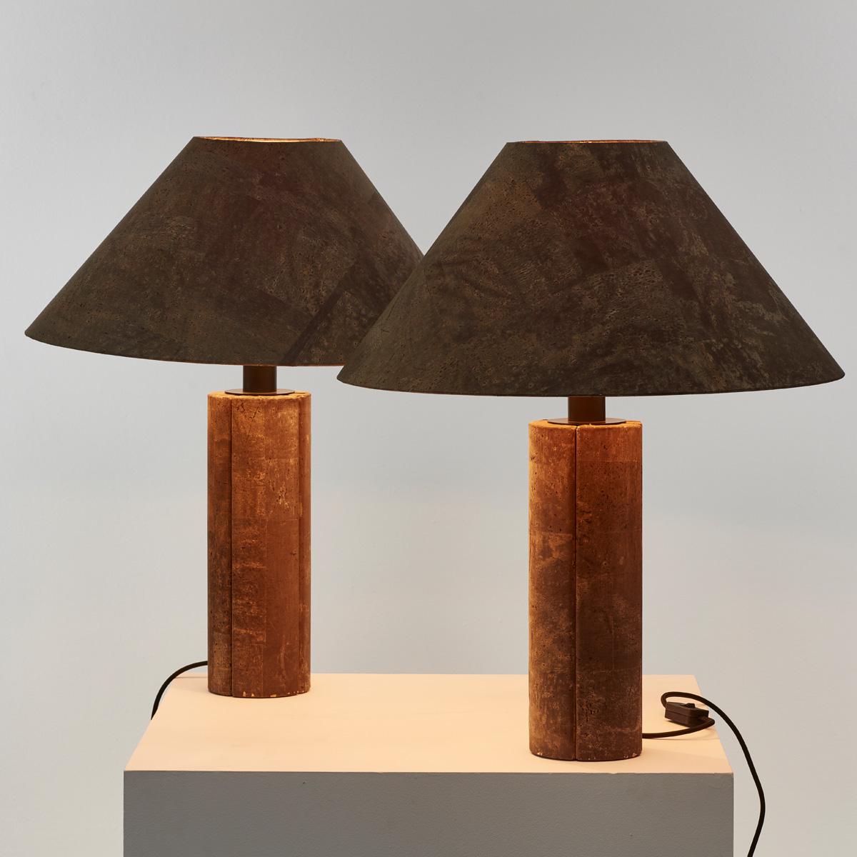 Post-Modern Pair of Ingo Maurer Cork Lamps for Design M, Germany, 1974