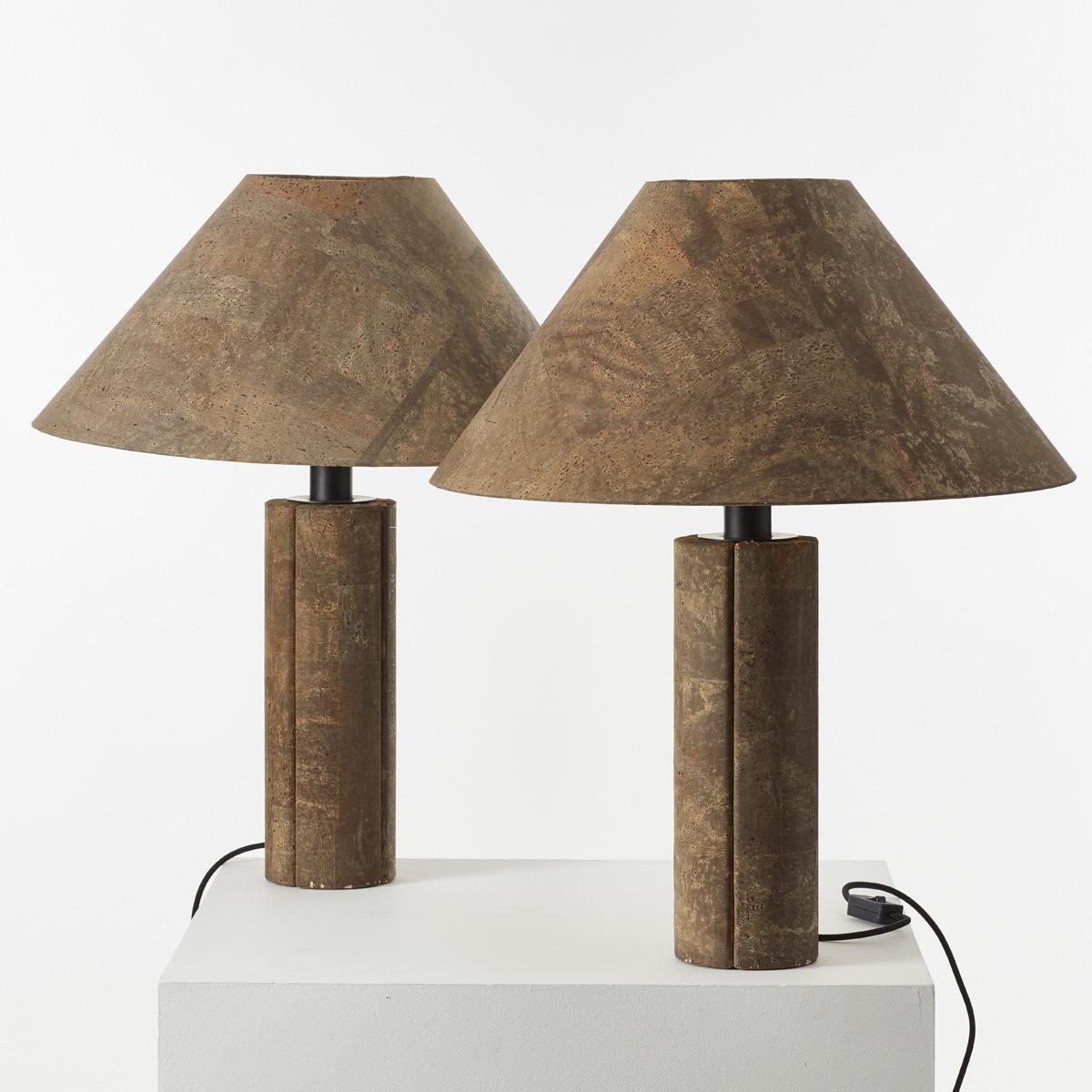 Pair of Ingo Maurer Cork Lamps for Design M, Germany, 1974 In Good Condition In London, GB