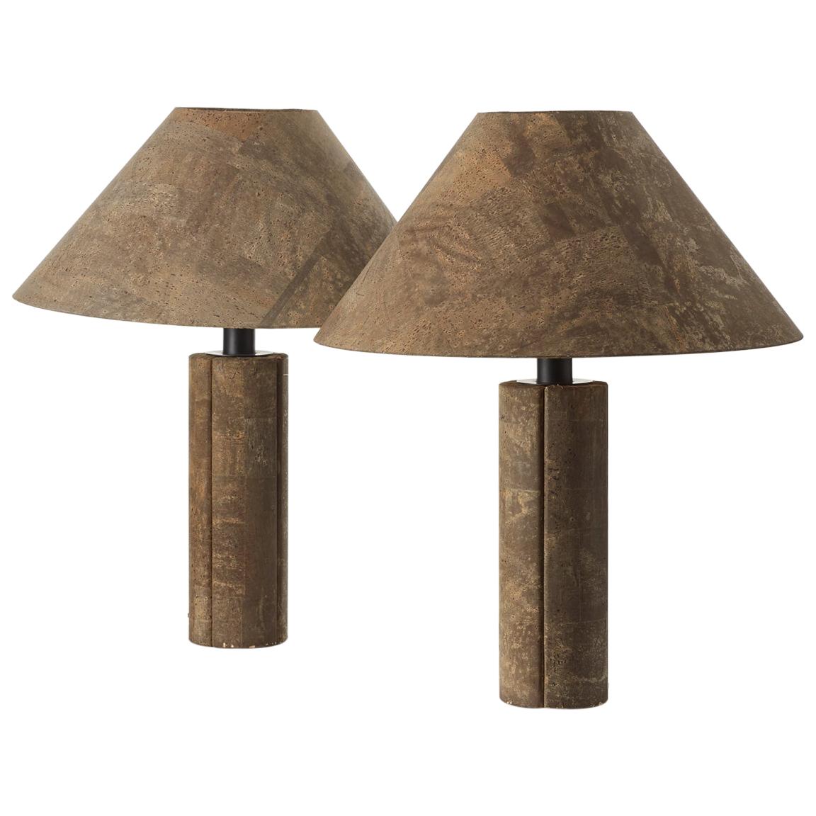 Pair of Ingo Maurer Cork Lamps for Design M, Germany, 1974