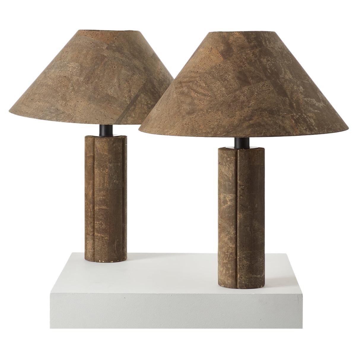 Pair of Ingo Maurer Cork Lamps for Design M, Germany 1974 For Sale