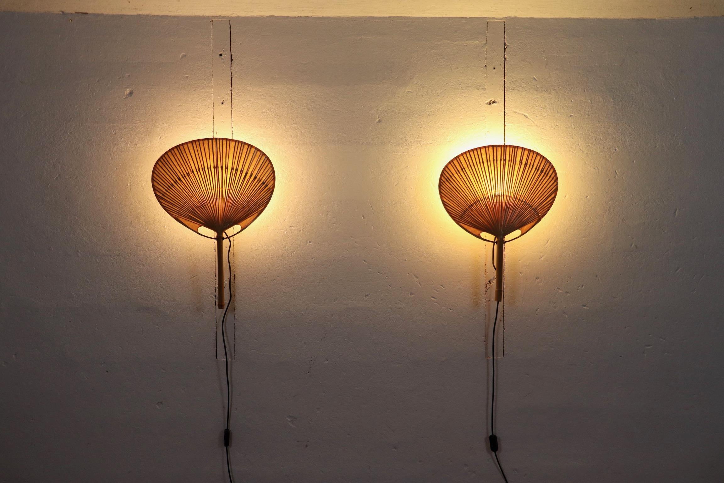 Fin du 20e siècle Paire de lampes murales Uchiwa II d'Ingo Maurer pour M-Design, 1973 en vente