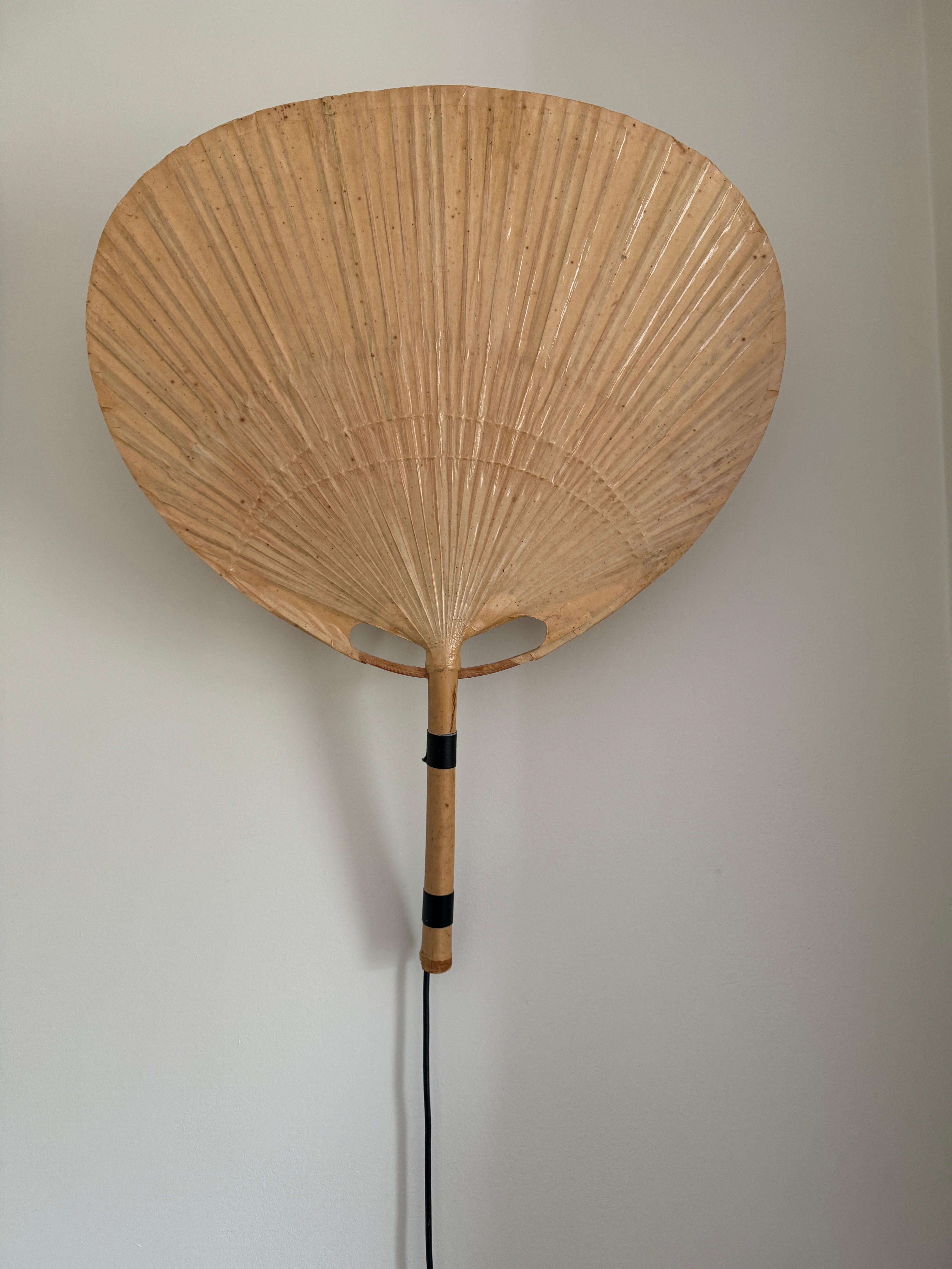 Bamboo Pair of Ingo Maurer Uchiwa III Lamps, c.1970s For Sale