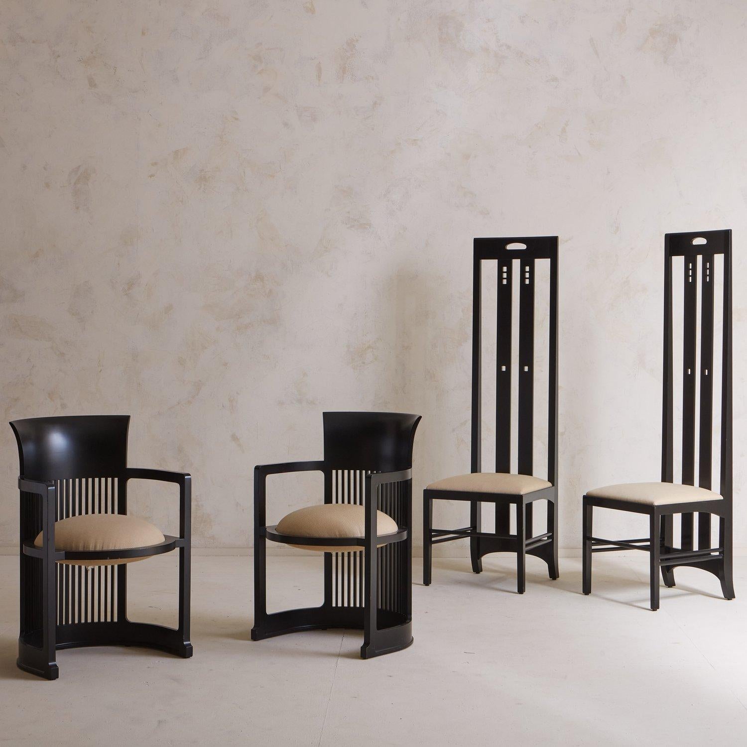 Modern Pair of Ingram Dining Chairs Attributed to Charles Mackintosh for Cassina, Italy