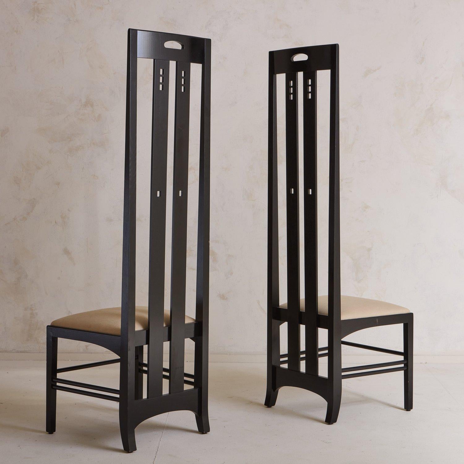 Italian Pair of Ingram Dining Chairs Attributed to Charles Mackintosh for Cassina, Italy