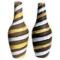 Pair of Ingrid Atterberg Spiral Vases Ceramic Upsala Ekeby Sweden 1950s