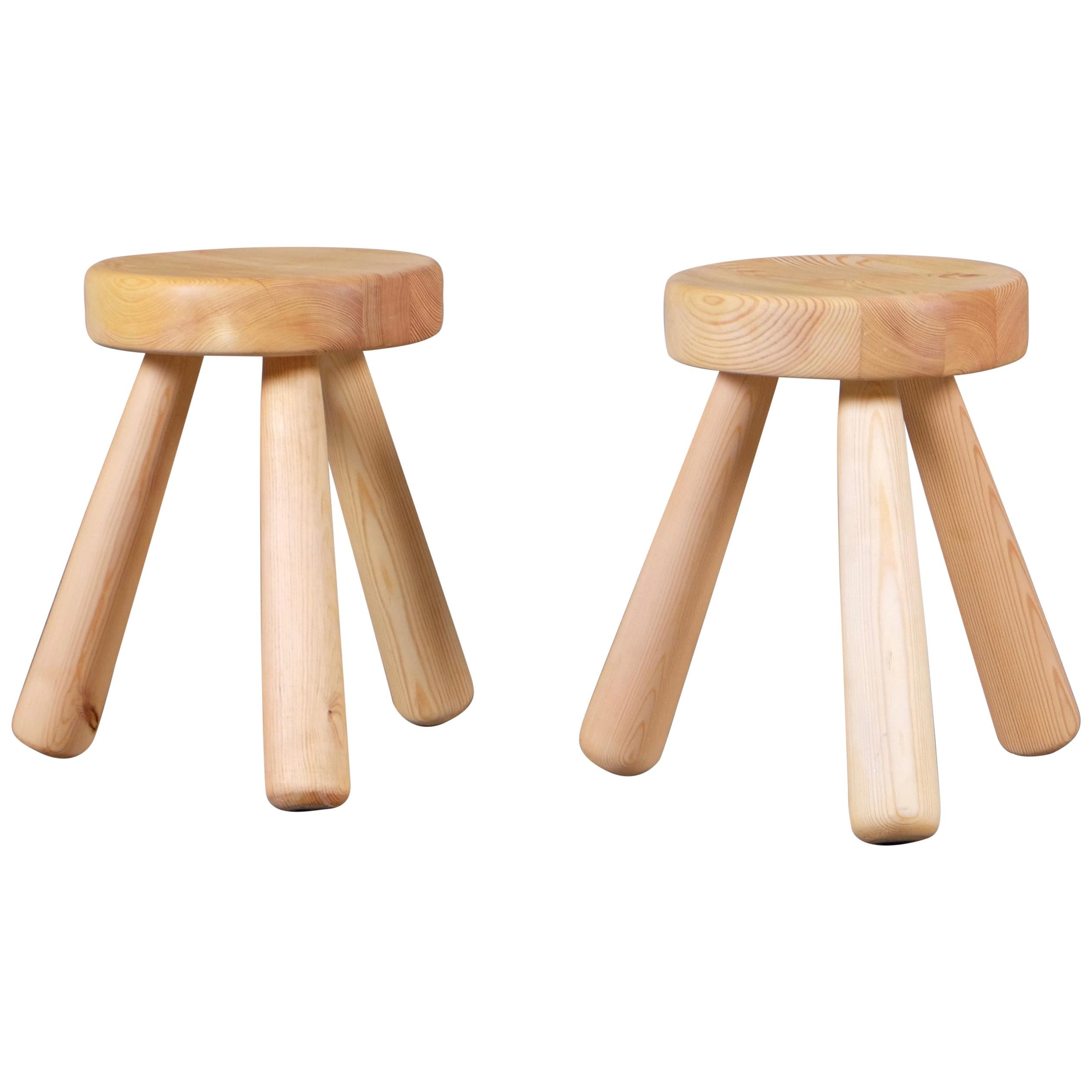 Pair of Ingvar Hildingsson Stools, Sweden, 1970s