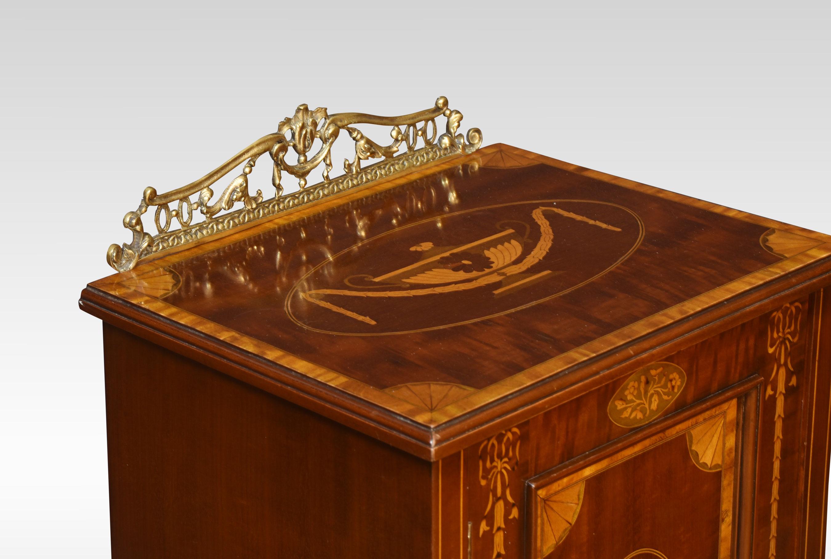 British Pair of Inlaid bedside cabinets For Sale