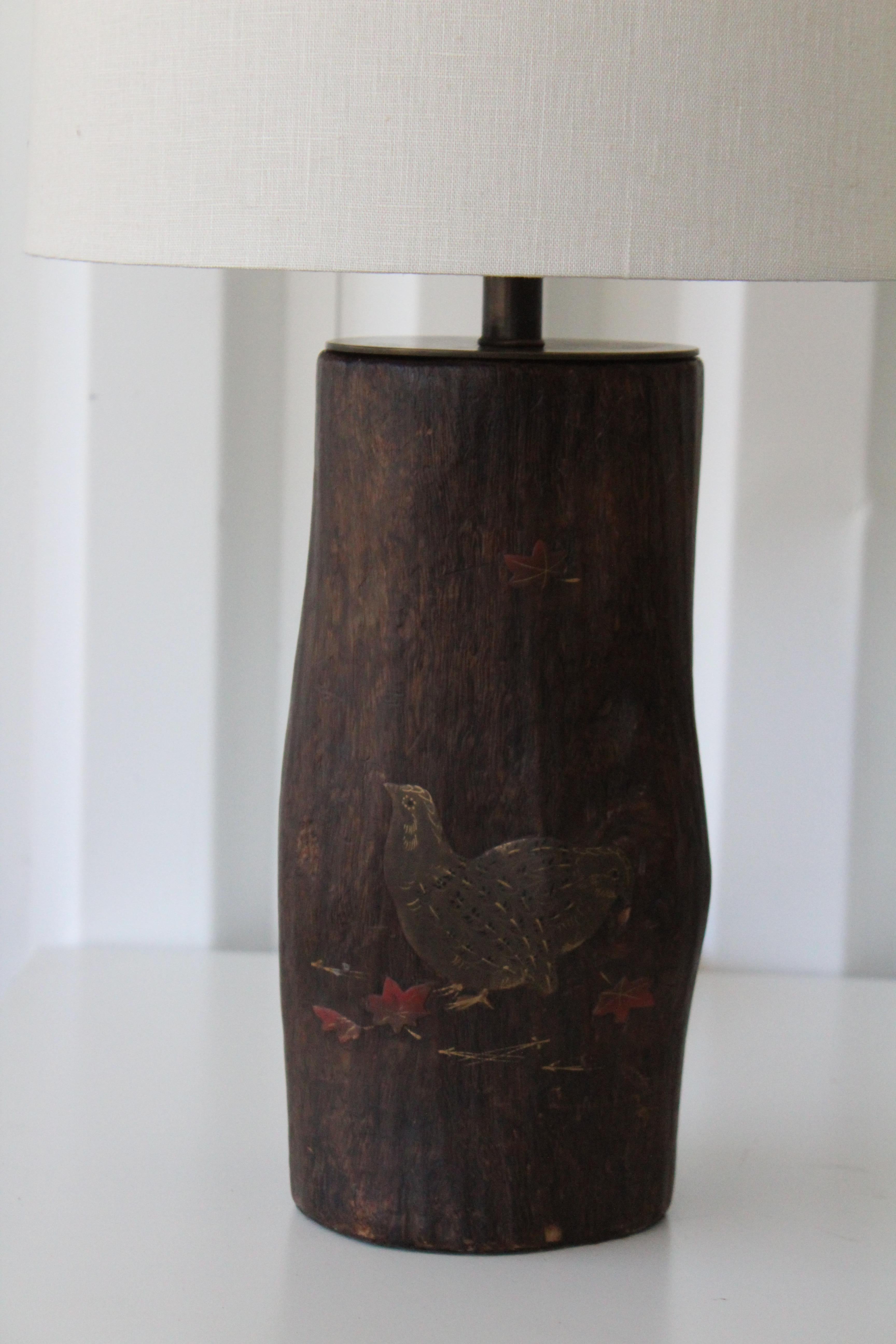 Japanese Pair of Inlaid Brush Pot Table Lamps, Japan, 1940s
