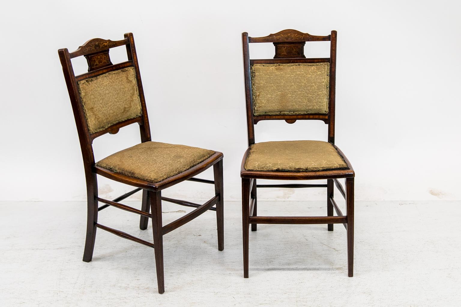Pair of Inlaid Edwardian Chairs 1