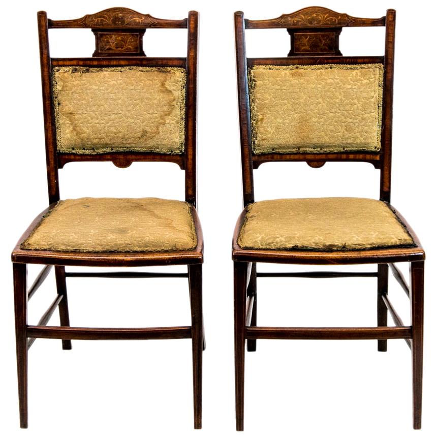 Pair of Inlaid Edwardian Chairs